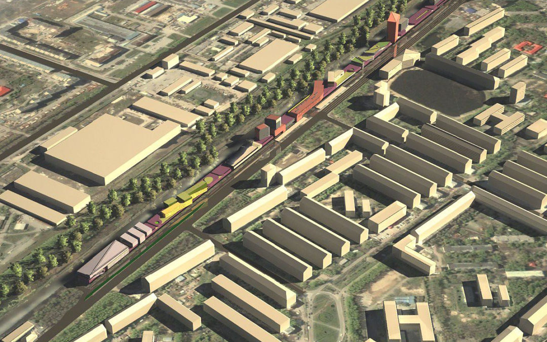 Концептуальное предложение экспозиционного центра с многоуровневыми паркингами